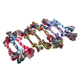 Zabawki dla psów żucia Piety Psy Pies Pet Zapasy Puppy Cotton Chew Knot Trwałość pleciona lina 18cm zabawne narzędzie losowy kolor kropla deliv dh4jr