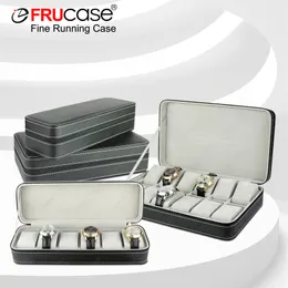 Шкатулки для драгоценностей FRUCASE Black Watch Box 612 Grids PU Leather Case Storage for Quartz Watches Display Gift 230628