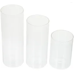 Candle Holders 3 Pcs Transparent Cup Crystals For Crafts Small Stand Desktop Ornament Hollow Container Glass Tealight Holder