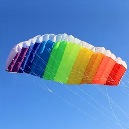 KITE Tillbehör 270 cm Dual Line Stora Parafoil Kites Fly Sports Beach Stunt Kite Control Bar Outdoor Toys Kitesurf Ikite Factory 230628