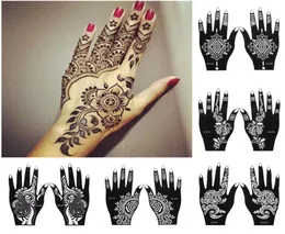 2PcsSet Professional Henna Stencil Temporary Hand Tattoo Body Art Sticker Template Wedding Tool India Flower Tattoo Stencil T20073071456