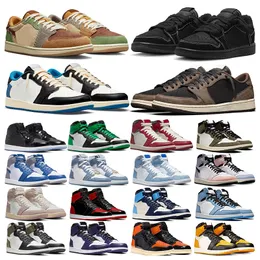 Sapatos de basquete masculinos femininos designer 1s voodoo Black Phantom Fragment Low tênis esportivos ao ar livre Trainers