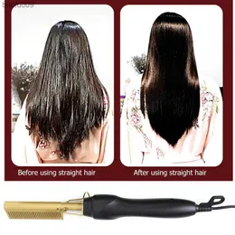 2 в 1 горячий гребень выпрямитель электрические щипцы для завивки волос влажное и сухое использование утюги для волос горячий нагревательный гребень для черных волос L230520