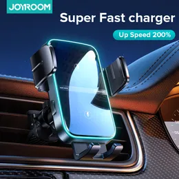 Joyroom Wireless 15W Dual Coil Charge Phone Holder For Car Automatic Air Vent Fast Chager Mount For iPhone Galaxy GPS Support