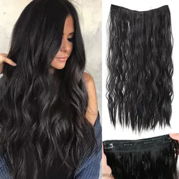 Parrucche in pizzo Pezzi di capelli Xnaira 20 "Lunghe ondulate sintetiche s Parrucche invisibili per donne con clip trasparenti regolabili di taglia 4 230629