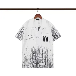 designer skjorta mens mode geometriska tryck bowling skjorta hawaiian brev avslappnad skjorta män smal montering kort ärm mångsidig t-shirt 888