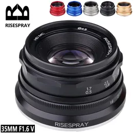 Filters Risespray 35mm F1.6 V Apsc Prime Lens for Sony E A6600 6500 Fuji Xf Canon Eosm M50 Panasonic/olympus Micro 4/3 Black