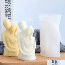 Candele Strumenti artigianali Stampo per candele Sile 3D Coppia Hing Body Art Resin Casting Mod per realizzare intonaci per aromaterapia Kdjk2202 Drop Deliver Dhyrx