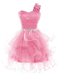 Kurze Heimkehrkleider, One-Shoulder-Schatz, Kristallschleife, Ballkleid, Partykleider mit Schnürung, Prinzessin, Übergröße, Mini, Geburtstag, Abschlussball, Graudation, Cocktailparty-Kleider 52