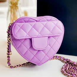 Fashion cc Mini pink half moon heart Bag for Womens Leather quilted Designer Cross Body bag luxurys handbag Clutch saddles Totes lady men chain travel Shoulder Bags