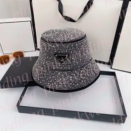 Shiny Rhinestone Bucket Hats Metal Triangle Sun Prevent Bonnet Women Men Fisherman Hat Streetwear