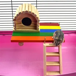 Tende in legno Piccolo animale domestico Porcellino d'India Giocattolo Scoiattolo Totoro Trampolino di lancio Criceto Tunnel Giocattoli per uccelli Cincillà Pet Ratto Giocattoli Piccola casa per animali