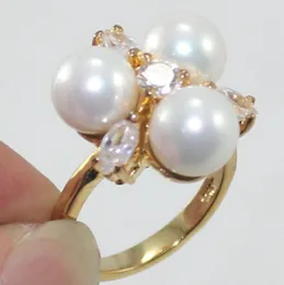 تصميم حلقات العنقودية! 6 Clour Good 8mm Pink / Black / Multi / Blue / Gold / White South Sea Shell Pearl Ring