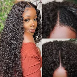 Tanie naturalna peruka kręcona v część peruki ludzkie włosy u części ludzkie włosy peruki dla czarnych kobiet v kształtu