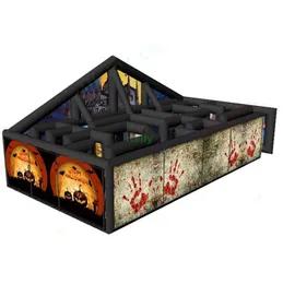 Leverans utomhusaktiviteter 10x5m Giant Uppblåsbar labyrint Haunted House med tryckning för Halloween Party