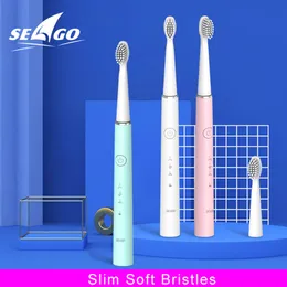 Toothbrush Seago Sonic Electric Toothbrush USB Rechargeable Travel Case Waterproof Tooth Brush Adult 5 Modes Replacement Heads Gift SG-548 230629