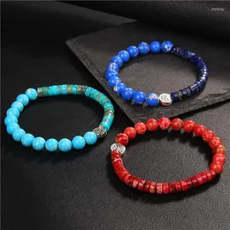 Charm Bracelets Tree Of Life Bracelet Imperial Stone Snakeskin Veins Flat Round Beads For Women Men Ethnic Handmade Yoga Jewelry