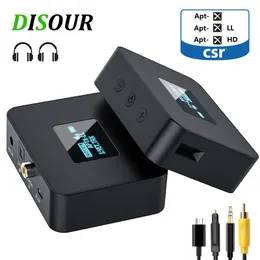 Amplifiers Disour Csr 5.0 Bluetooth Audio Transmitter Aptxhd/ll Spdif Coaxial 3.5mm Aux Oled Display for Tv Car Wireless Adapter Dongle
