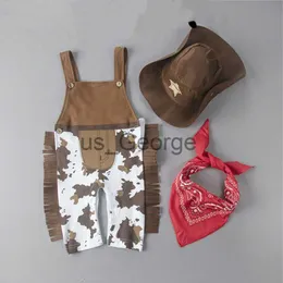 Kläder sätter 3st småbarn Baby Boy Girl Cloths Set Carnival Fancy Dress Party Costume Cowboy Outfit Romper Hatscarf Set J230630