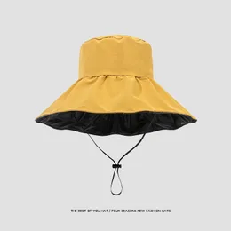 와이드 브림 모자 양동이 여름 소녀 태양 해변 모자 패션 여성 야외 UV 보호 플로피 밥 파나마 피셔 모자 230629