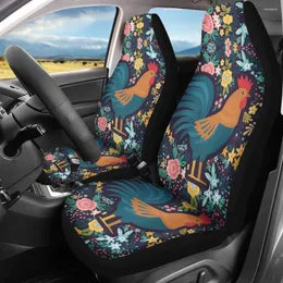 Car Seat Covers INSTANTARTS Cock Floral Design Interior Seats Protector 2pcs/Set Front Cover Durable Vehicle For Womens Kid