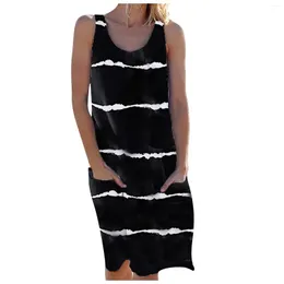 Casual Dresses Women's Summer Sundress 2023 Beach For Women Striped Print Tank Dress Vestido Sukienki Elbise Jurken