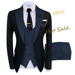 Мужские костюмы Блейзеры Костюм Homme Clothing Luxury Party Stage Suit Groomsmen Regular Fit Tuxedo 3 Peice Set JacketTrousersVest 230630