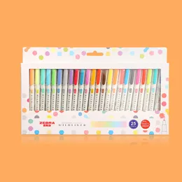 Markery Jianwu 3PCS lub 5pcsset japońskie papiery papiernicze Zebra Mild Liner Podwójna głowa fluorescencyjna pióro kolorowy znak słodki 230630