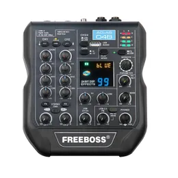 Mixer Free Sound Card Mixer Audio Mini 24bit 192KHz 99 DSP Efeito Bluetooth USB estéreo Record 48V Phantom Power Broadcast Agas04b