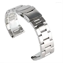 Pulseiras de relógio substituem pulseiras de relógio 18/20/22/24 mm aço inoxidável sólido pulseira de prata 2 barras de anel Cinturini Orologi Acciaio