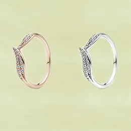 Klusterringar 2023 Autumn S925 Silver Sparkling Löv ring fashionabla och utsökta original DIY -smycken för hustru Romantisk gåva