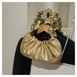 Evening Bags Cloud Pleated Handlebags Solid Color PU Leather for Women Dumpling Tote Armpit Bag Underarm 230630