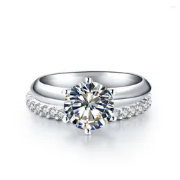 Cluster Rings Romance Set Auktoriserad 2ct 8mm D Color Moissanite Diamond Platinum 950 för kvinnor