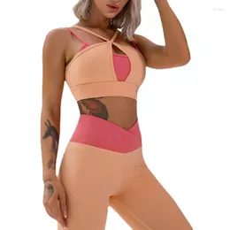 Pantalons actifs vêtements de Yoga femmes couleur bonbon faux deux hauts pantalons de levage de hanche Fitness costume en plein air mode musculation
