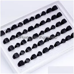 Pierścienie opaski Maza moda 50pcs/partie czarny gładki geometria metalowy pierścień dla kobiet rozmiar biżuterii od 17 mm do 21 mm w stylu mix dostawa OT2XV