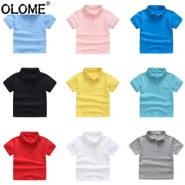 Polos OLOME 여름 솔리드 어린이 폴로 셔츠 코튼 클래식 짧은 소매 폴로 셔츠 소년 학교 옷 Unisex Kids Top Tees 230629