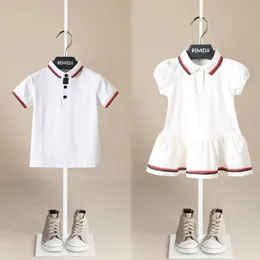 Polos Butikowe ubrania dla dziewcząt chłopców Summer Polo T-shirt Dress Dzieci Dopasowanie Dopasowanie strojów Brat Siostra Baby Odzież 230629