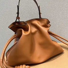 Bolso de diseñador Lowe Bga, bolso de hombro, bolso de mano de cuero para mujer, bolso cruzado irregular con cordón lateral