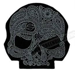 Cool Skull Flower Silver Motorcycle Patches For Vest Jacket Embroidery Punk Biker Patch DIY Cloth Patch Applique Badge Shippi268h