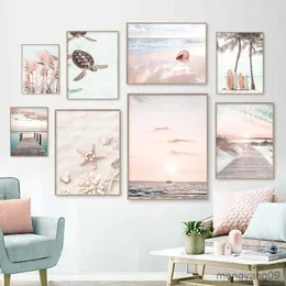 Другой домашний декор пляжный морской волна раковина розовый рисовый холст рисовать скандинавские плакаты принты картинка гостиная домашняя декор R230630