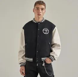 Representatieve man vertegenwoordigt ontwerper Varsity Jacket Heren honkbaljassen geborduurde lederen mouw sportkleding jas 193