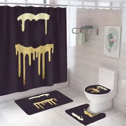 Designer Shower Curtains 4-pieces Set Home Bathroom Accessories Floor Mat Bath Decoration Supplies Unisex Wholesale