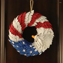 Decorative Flowers American Independence Day Eagle Patriotic Flag Garland Hanging Bald Wreath Home Wall Door Decoration