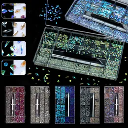 Decorazioni per nail art 1850/2800/3100PCS Shiny AB Nail Art Strass Cristalli Set Gemme 3D Nail Decoration Diamond 21 Shape 1PCS Pick Up Pen 230629