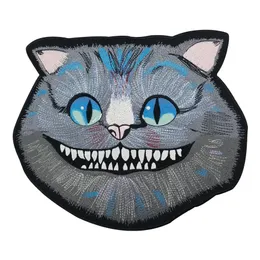 Cheshire Cat Large Brodered Patch Iron på stor storlek för full baksida av jacka Rider Biker Patch 270g