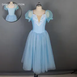 Scen Wear Arrive of Sky Blue Long Romantic Ballet Dance Tutu Girls Performance Dancing Dress 19024324h