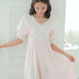 Kvinnors sömnkläder Kvinnor Summer Casual Breattable Spets Cotton Princess Nightgown Lady Homewear Nightwear Lounge TG1765