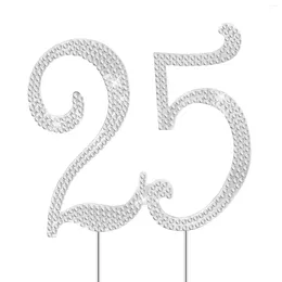 Suministros festivos 25 cumpleaños Cake Topper 25th Cupake Picks Party Decor