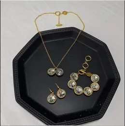 New Fashion Anagram pendant necklace asymmetric women retro earrings brass 18K gold plated ear stud hoop ladies Designer Jewelry LOEX4