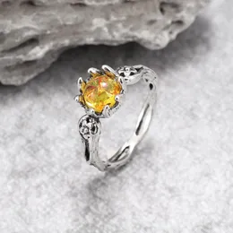 Pierścienie klastra Znakomite pomarańczowy przezroczysty kamienny pierścień damski vintage srebrny kolor platowany palec biżuteria hurtowa